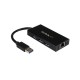 StarTech.com 3-Port Portable USB 3.0 Hub plus Gigabit Ethernet - Aluminum with Built-in Cable