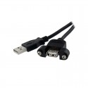 2 ft Panel Mount USB Cable A to A - F/M