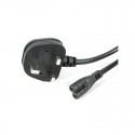 1m Laptop Power Cord 2 Slot for UK - BS-1363 to C7 Power Cable Lead