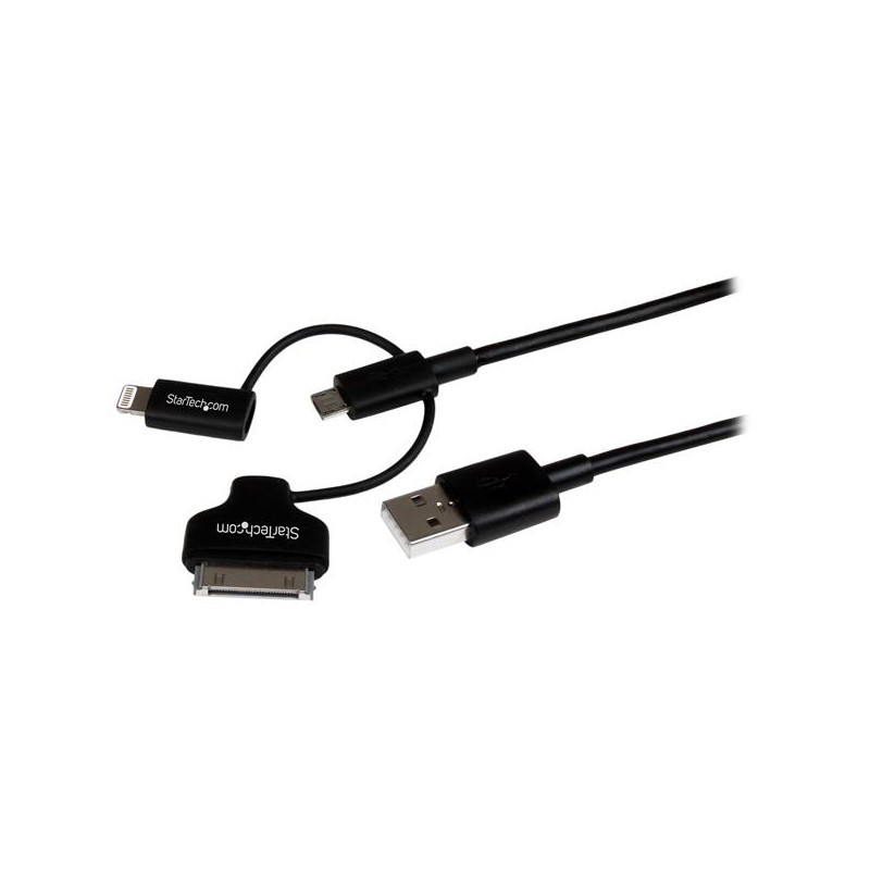 Lightning or 30-pin Dock or Micro-USB to USB cable -1m (3ft), black