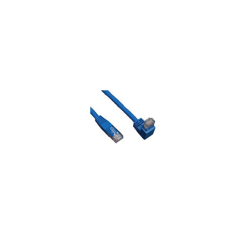 Cat6 Gigabit Molded Patch Cable (RJ45 Right Angle Down M to RJ45 M) - Blue, 5-ft.
