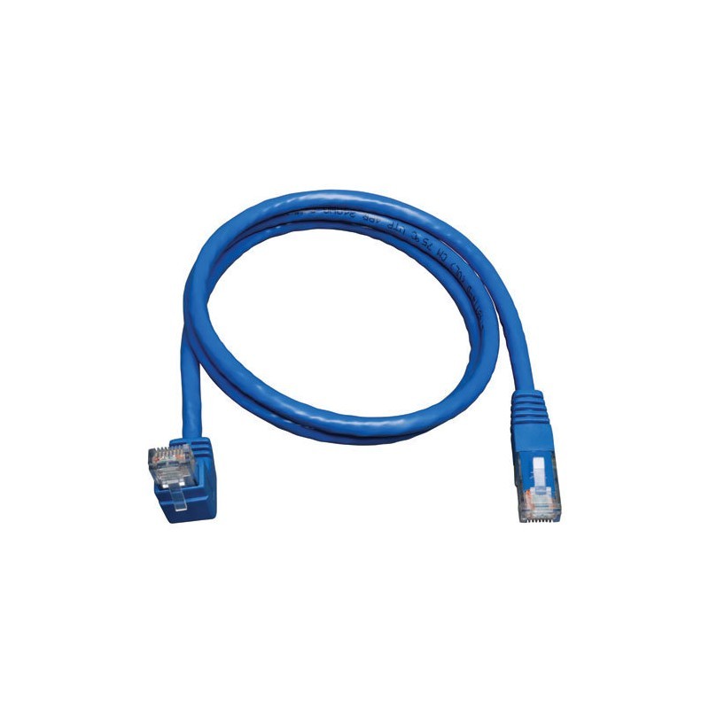 Cat6 Gigabit Molded Patch Cable (RJ45 Right Angle Up M to RJ45 M) - Blue, 5-ft.