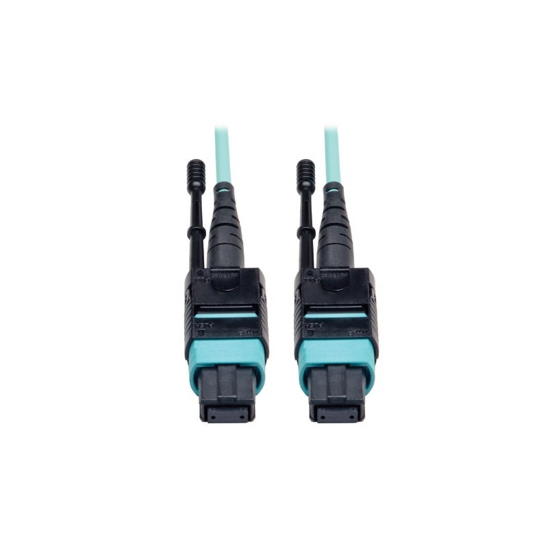 MTP/MPO Patch Cable, 12 Fiber, 40GbE, 40GBASE-SR4, OM3 Plenum-Rated - Aqua, 2M (6-ft.)