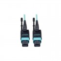 MTP/MPO Patch Cable, 12 Fiber, 40GbE, 40GBASE-SR4, OM3 Plenum-Rated - Aqua, 10M (33-ft.)