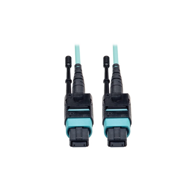 MTP/MPO Patch Cable, 12 Fiber, 40GbE, 40GBASE-SR4, OM3 Plenum-Rated - Aqua, 10M (33-ft.)