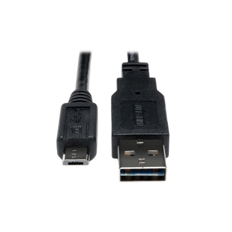 Universal Reversible USB 2.0 Hi-Speed Cable (Reversible A to 5Pin Micro B M/M), 3-ft.