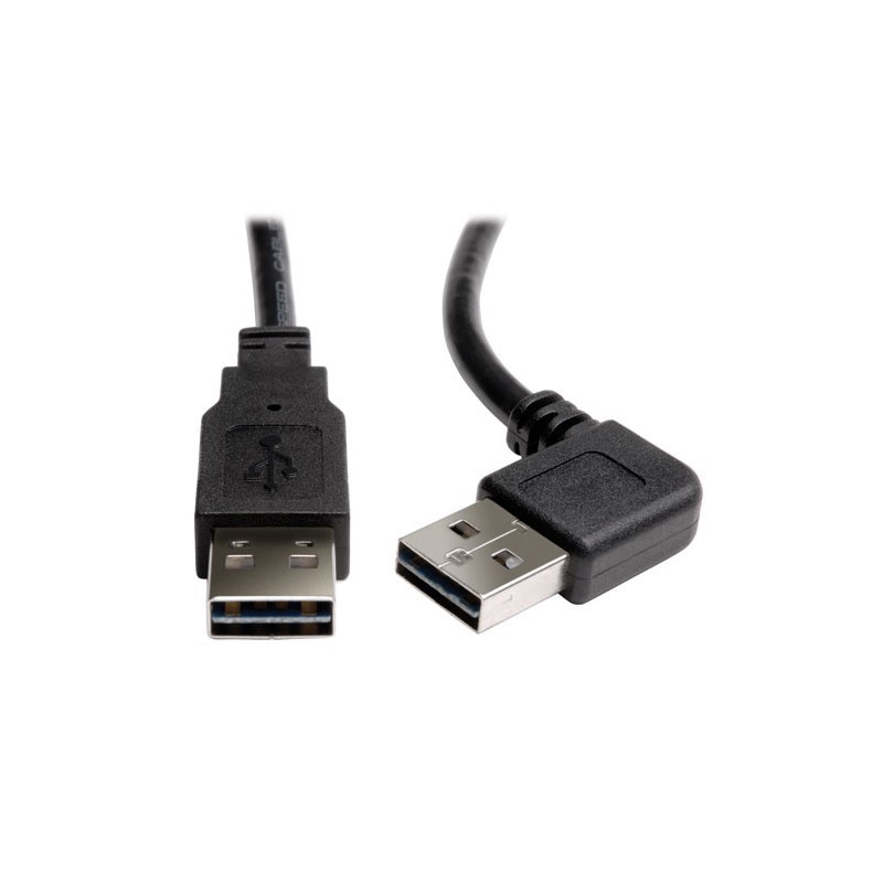 Universal Reversible USB 2.0 Hi-Speed Cable (Right/Left Angle Reversible A to Reversible A M/M), 3-ft.
