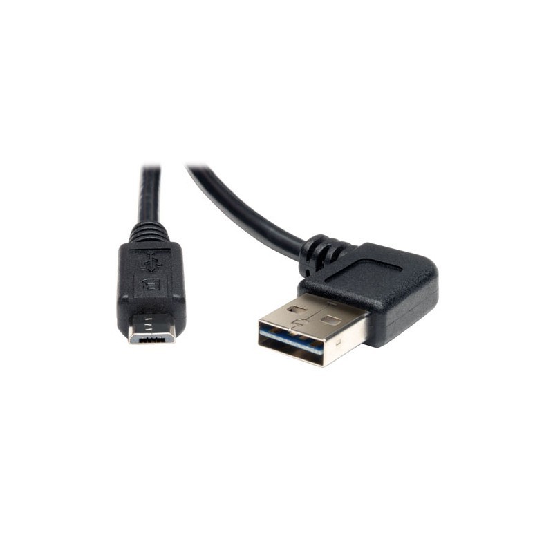 Universal Reversible USB 2.0 Hi-Speed Cable (Reversible Right / Left Angle A to Micro-B M/M), 3-ft.