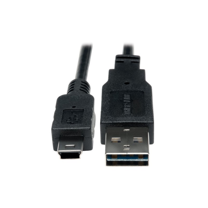 Universal Reversible USB 2.0 Hi-Speed Converter Adapter Cable (Reversible A to 5Pin Mini B M/M), 1-ft.