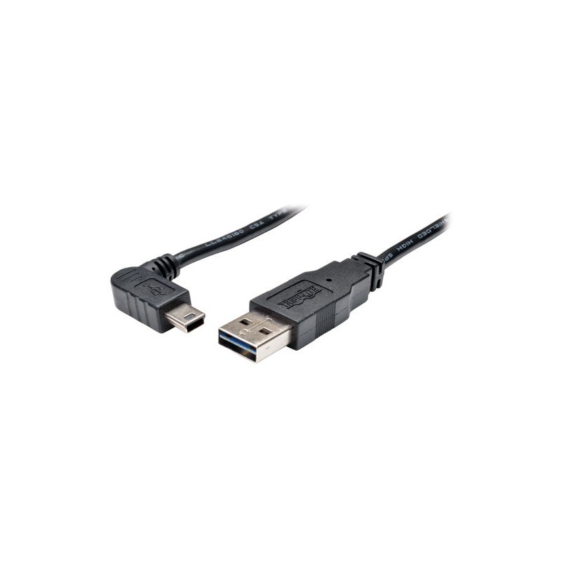 Universal Reversible USB 2.0 Hi-Speed Cable (Reversible A to Right-Angle 5Pin Mini B M/M), 3-ft.
