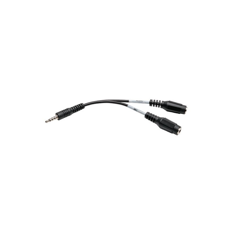 3.5mm 3-Position Female (x2) to 3.5mm 4-Position Male Audio Headset Splitter Adapter, 6-in.