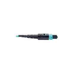 MTP/MPO Patch Cable with Push/Pull Tabs, 12 Fiber, 40GbE, 40GBASE-SR4, OM3 Plenum-Rated - Aqua, 1M (3-ft.)