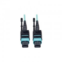 MTP/MPO Patch Cable with Push/Pull Tabs, 12 Fiber, 40GbE, 40GBASE-SR4, OM3 Plenum-Rated - Aqua, 1M (3-ft.)