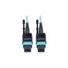 MTP/MPO Patch Cable with Push/Pull Tabs, 12 Fiber, 40GbE, 40GBASE-SR4, OM3 Plenum-Rated - Aqua, 1M (3-ft.)