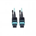 MTP/MPO Patch Cable, 12 Fiber, 40GbE, 40GBASE-SR4, OM3 Plenum-Rated - Aqua, 5M (16-ft.)
