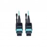 MTP/MPO Patch Cable, 12 Fiber, 40GbE, 40GBASE-SR4, OM3 Plenum-Rated - Aqua, 3M (10-ft.)
