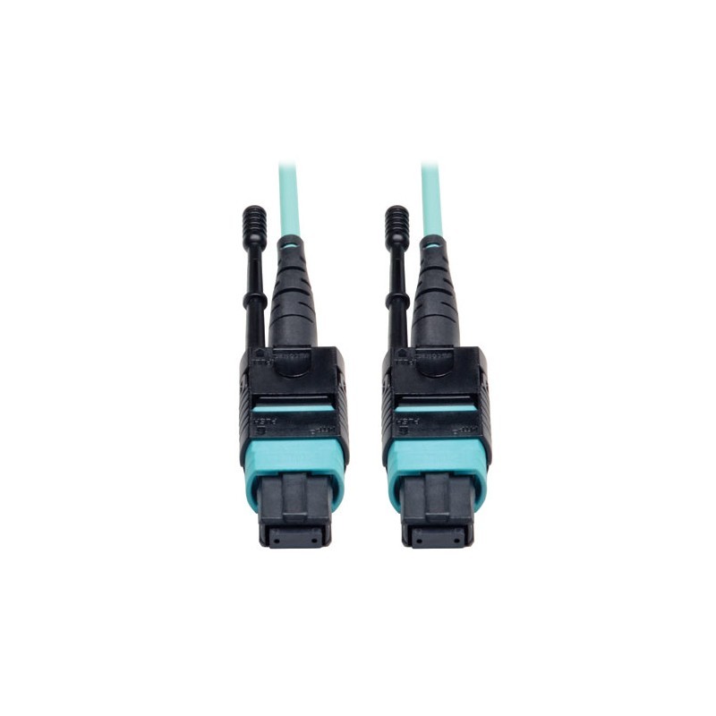 MTP/MPO Patch Cable, 12 Fiber, 40GbE, 40GBASE-SR4, OM3 Plenum-Rated - Aqua, 3M (10-ft.)