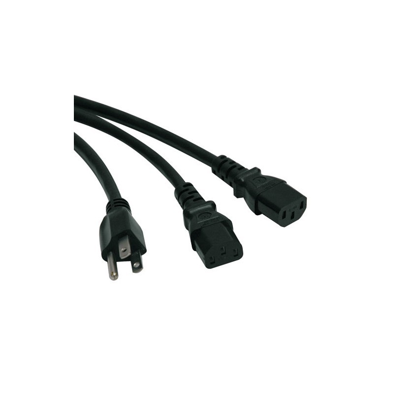 Tripp Lite Universal Power Extension Cord Y Splitter Cable (NEMA 515P to 2x IEC320C13), 6ft