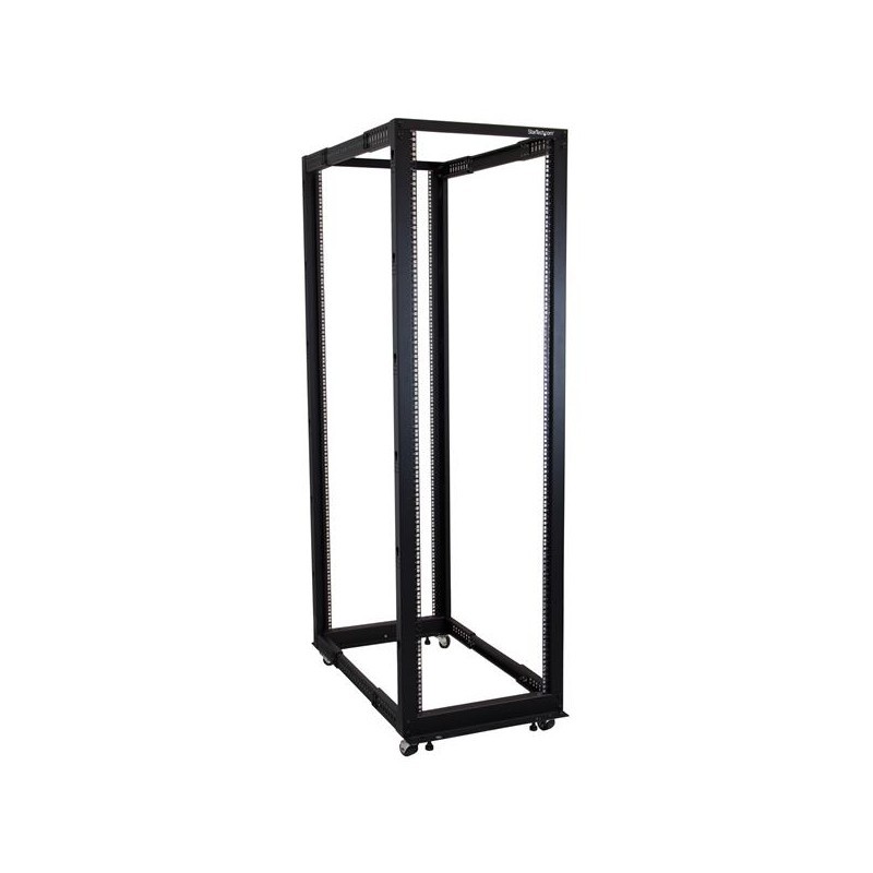 42U Adjustable Depth Open Frame 4 Post Server Rack Cabinet - Flat Pack w/ Casters, Levelers and Cable Management Hooks