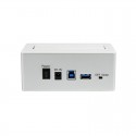 USB 3.0 SATA Hard Drive Docking Station SSD / HDD with integrated Fast Charge USB Hub and UASP For SATA 6 Gbps - White