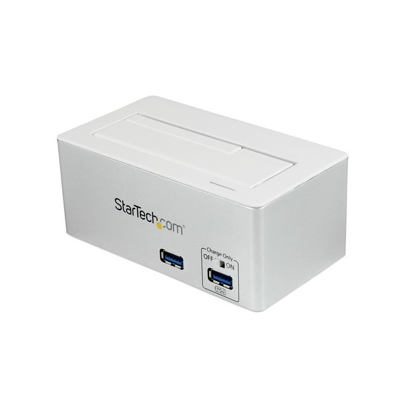 USB 3.0 SATA Hard Drive Docking Station SSD / HDD with integrated Fast Charge USB Hub and UASP For SATA 6 Gbps - White