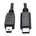 Tripp Lite USB 2.0 Hi-Speed Cable, USB 5-Pin Mini-B Male to USB Type-C (USB-C) Male, 1.83 m (6-ft.)