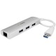 StarTech.com 3-Port Portable USB 3.0 Hub plus Gigabit Ethernet - Built-In Cable