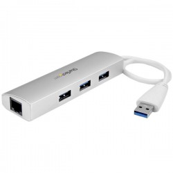 StarTech.com 3-Port Portable USB 3.0 Hub plus Gigabit Ethernet - Built-In Cable | StarTech.com Network Cards & Adapters