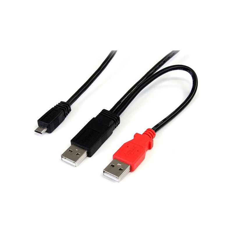 1 ft USB Y Cable for External Hard Drive Dual USB A to