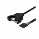 StarTech.com 1 ft Panel Mount USB Cable - USB A to Motherboard Header Cable F/F
