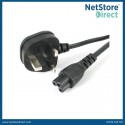 1m Laptop Power Cord - 3 Slot for UK - BS-1363 to C5 Clover Leaf Power Cable Lead