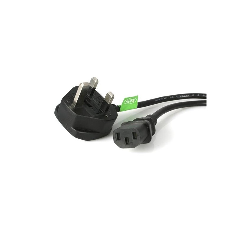 StarTech.com 3m UK Computer Power Cord - 3 Pin Mains Lead - C13 to BS-1363