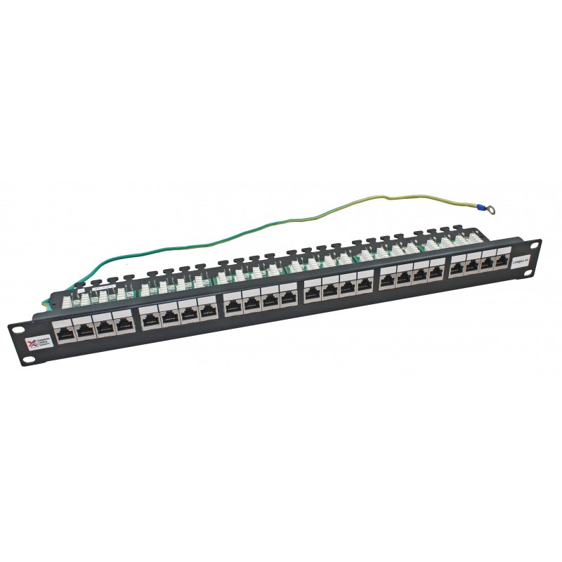 24 Port Cat6a FTP Shielded CCS 20/20 Right Angled Patch Panel