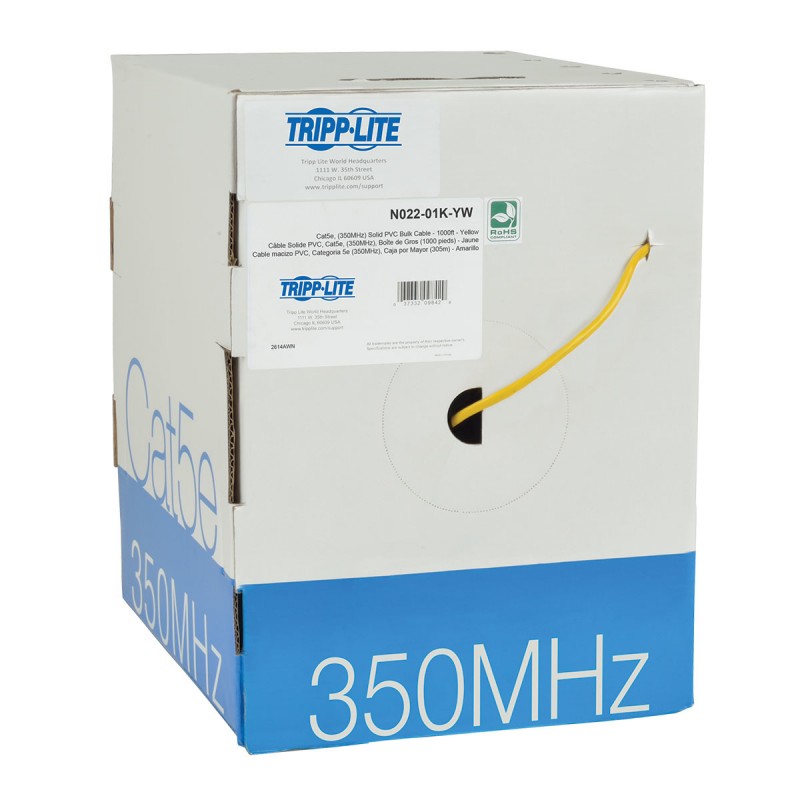 Tripp Lite 1000ft Cat6 Gigabit Bulk Cable Solid Core CMR PVC Yellow 1000 Tripp Lite 1000ft Cat6 Gigabit Bulk Cable Solid Core CMR PVC Yellow 1000