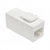 Tripp Lite Cat6a Straight-Through Modular In-Line Snap-In Coupler w/90-Degree Down-Angled Port, White (RJ45 F/F) | Tripp Lite Wi