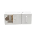 Tripp Lite Cat6a Straight-Through Modular In-Line Snap-In Coupler w/90-Degree Down-Angled Port, White (RJ45 F/F)
