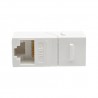 Tripp Lite Cat6a Straight-Through Modular In-Line Snap-In Coupler w/90-Degree Down-Angled Port, White (RJ45 F/F) | Tripp Lite Wi