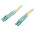 Tripp Lite 10Gb / 100Gb Duplex Multimode 50/125 OM4 LSZH Fiber Patch Cable (LC/LC), Aqua, 15 m