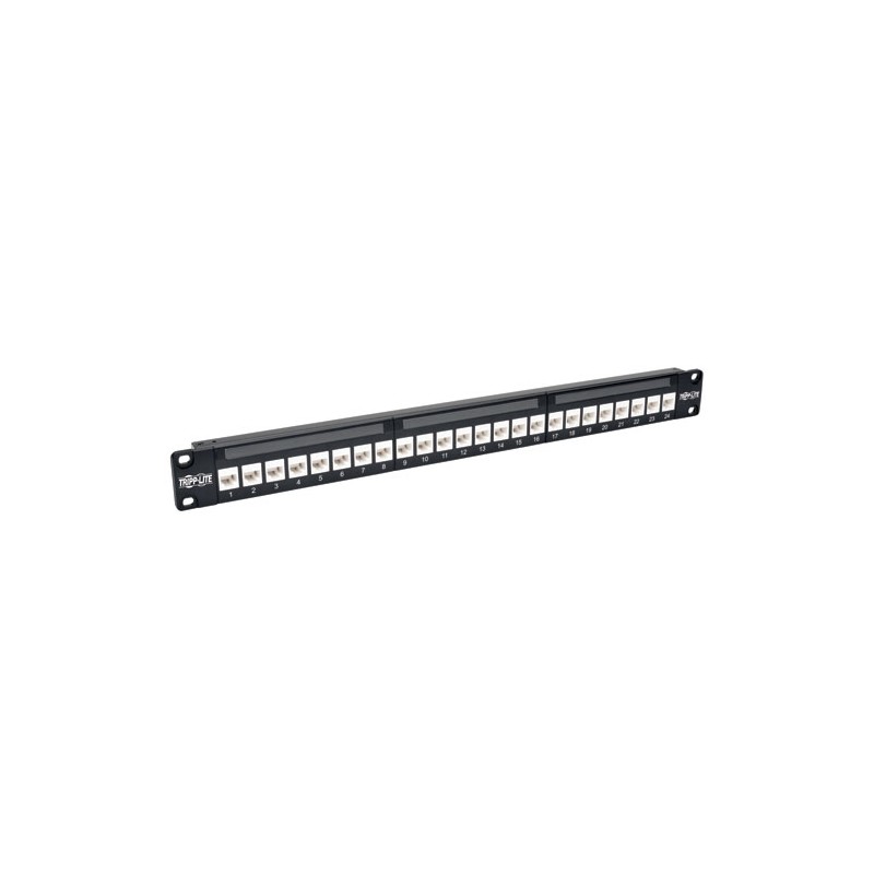 Tripp Lite 24-Port 1U Rack-Mount Cat6a Feedthrough Patch Panel, RJ45 Ethernet