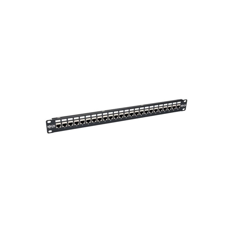 Tripp Lite 24-Port 1U Rack-Mount STP Shielded Cat6a Feedthrough Patch Panel, RJ45 Ethernet