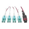 Tripp Lite MTP/MPO to 8xLC Fan-Out Patch Cable, 40 GbE, 40GBASE-SR4, OM4 Plenum-Rated, Push/Pull Tab, Magenta, 2M