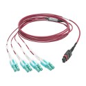 Tripp Lite MTP/MPO to 8xLC Fan-Out Patch Cable, 40 GbE, 40GBASE-SR4, OM4 Plenum-Rated, Push/Pull Tab, Magenta, 2M