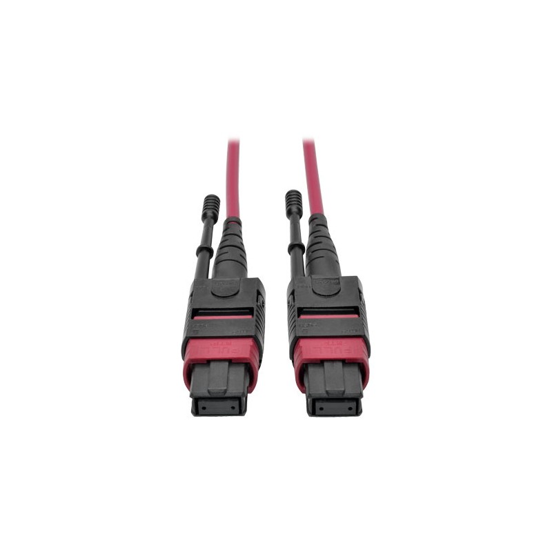 Tripp Lite MTP/MPO Multimode Patch Cable, 12 Fiber, 40/100 GbE, 40/100GBASE-SR4, OM4 Plenum-Rated (F/F), Push/Pull Tab, Magenta,