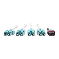Tripp Lite MTP/MPO to 8xLC Fan-Out Patch Cable, 40 GbE, 40GBASE-SR4, OM4 Plenum-Rated, Push/Pull Tab, Magenta, 5M | Tripp Lite F
