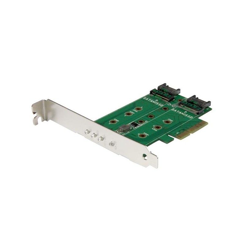StarTech.com 3-Port M.2 SSD (NGFF) Adapter Card - 1 x PCIe (NVMe) M.2, 2 x SATA III M.2 - PCIe 3.0