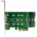 StarTech.com 3-Port M.2 SSD (NGFF) Adapter Card - 1 x PCIe (NVMe) M.2, 2 x SATA III M.2 - PCIe 3.0