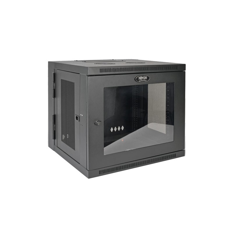 Tripp Lite SmartRack 10U Low-Profile Switch-Depth Wall-Mount Rack Enclosure Cabinet with Clear Acrylic Window, Hinged Back