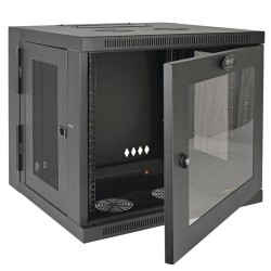 Tripp Lite SmartRack 10U Low-Profile Switch-Depth Wall-Mount Rack Enclosure Cabinet with Clear Acrylic Window, Hinged Back | Tri