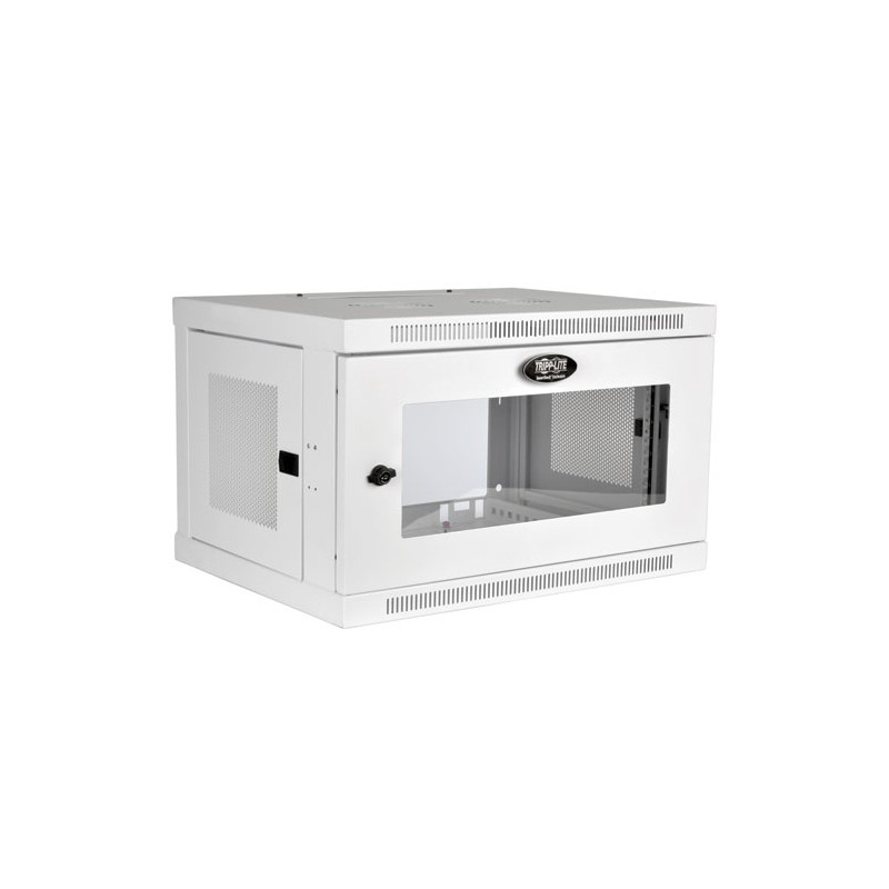 Tripp Lite SmartRack 6U Low-Profile Switch-Depth Wall-Mount Rack Enclosure Cabinet with Clear Acrylic Window, White