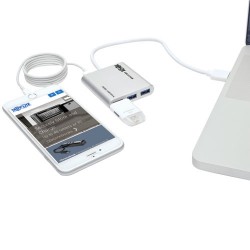 Tripp Lite 4-Port Portable USB 3.0 SuperSpeed Mini Hub, Aluminum | Tripp Lite Interface Hubs